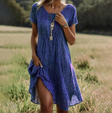 Robe boho chic fluide été femme imprimée légère