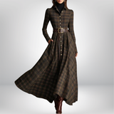 Robe chemise à carreaux ceinturée femme
