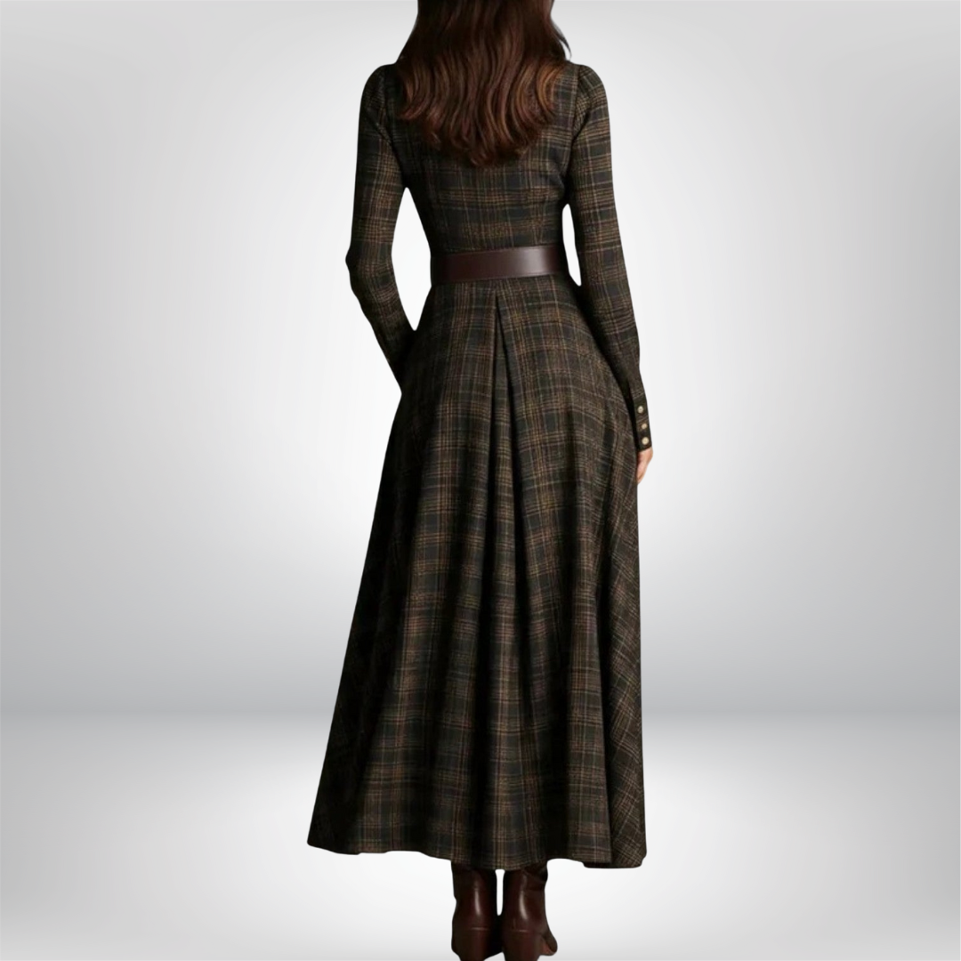 Robe chemise à carreaux ceinturée femme