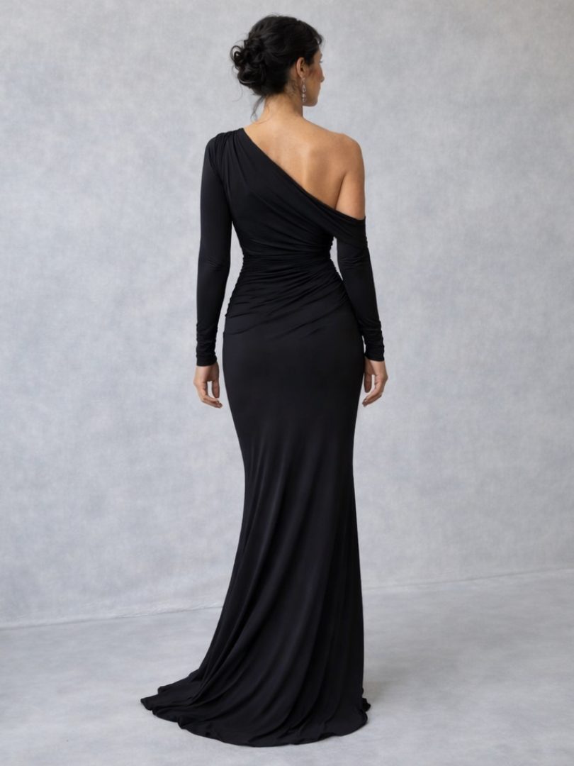 Robe de soirée asymétrique une épaule femme