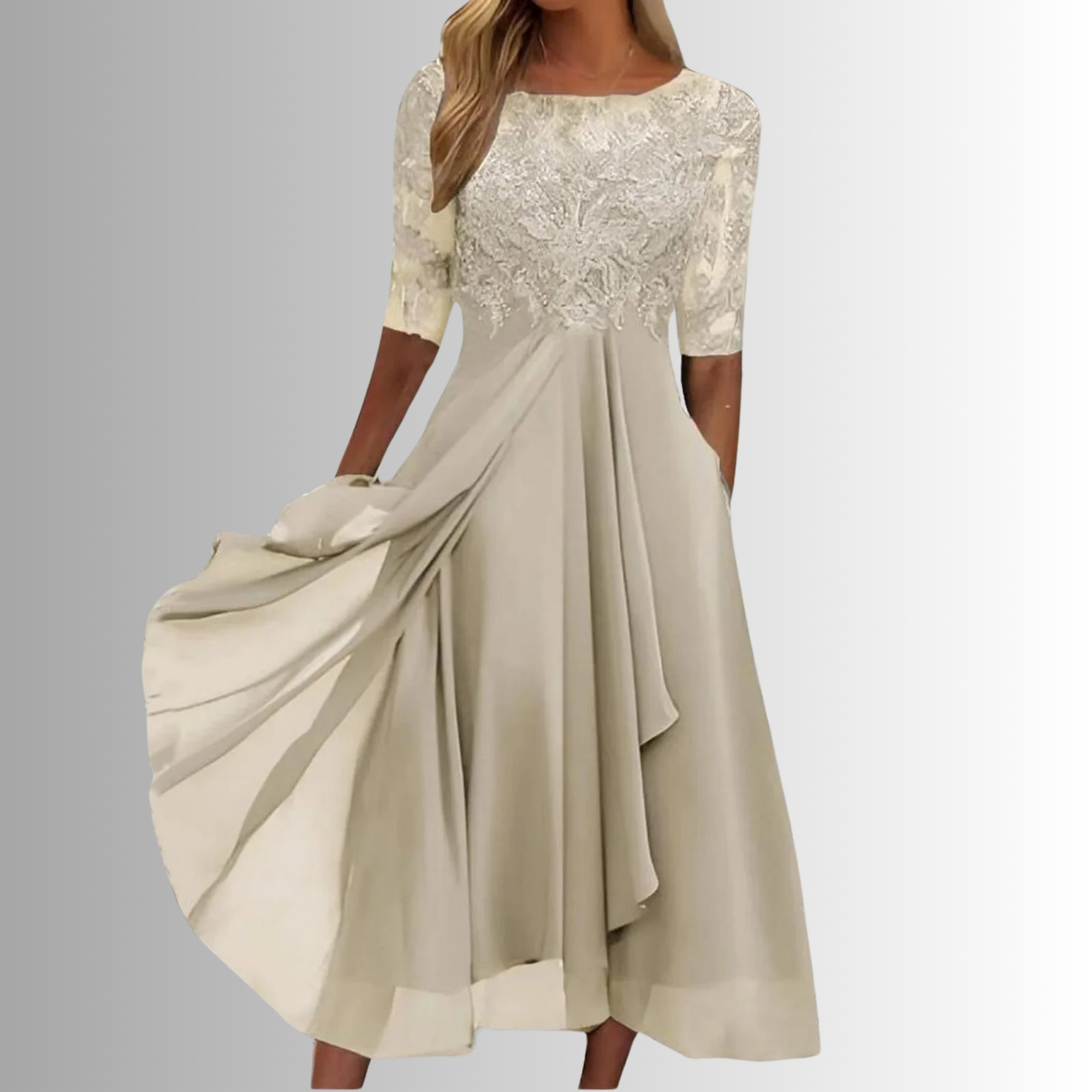 Robe en dentelle femme manches longues dos fermé