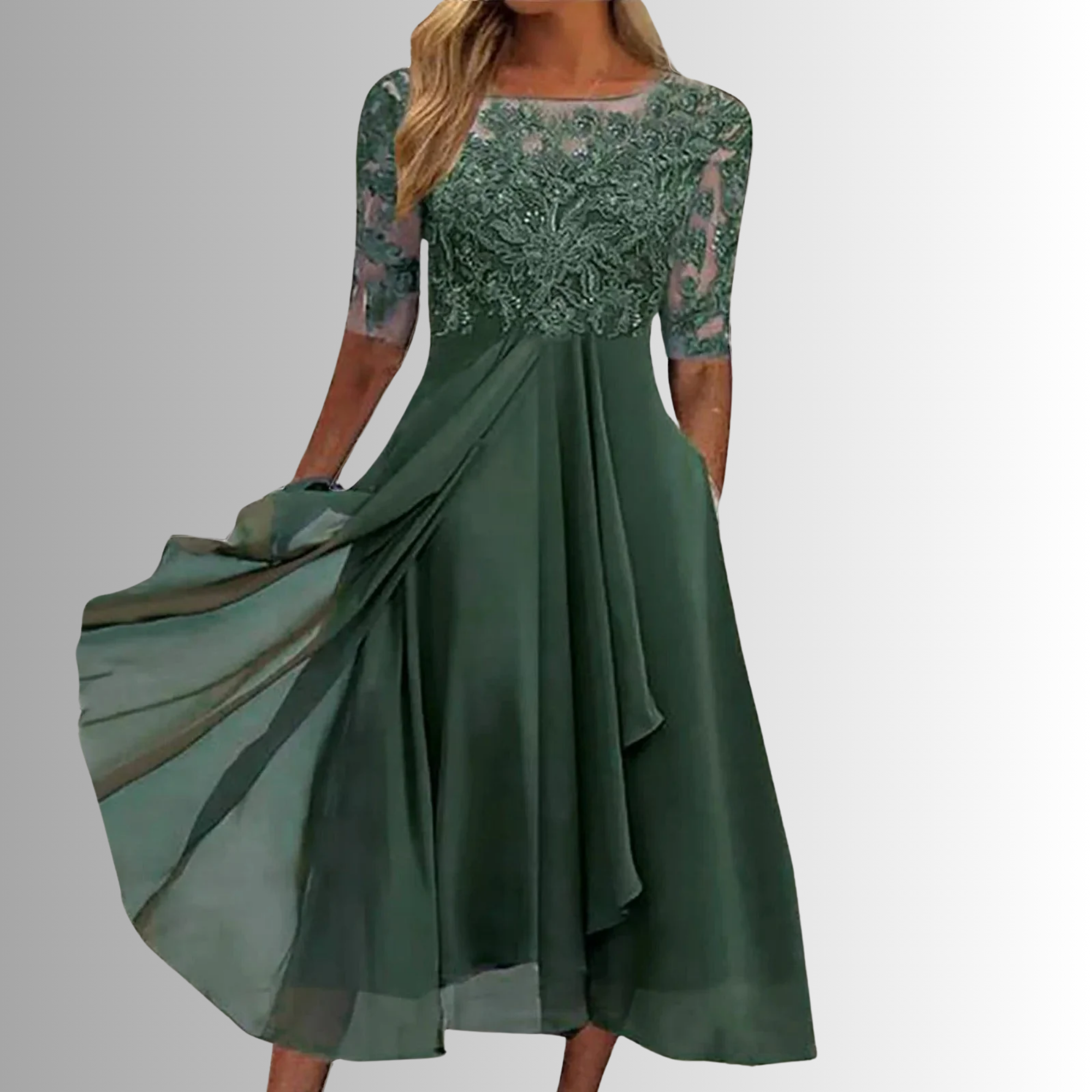 Robe en dentelle femme manches longues dos fermé