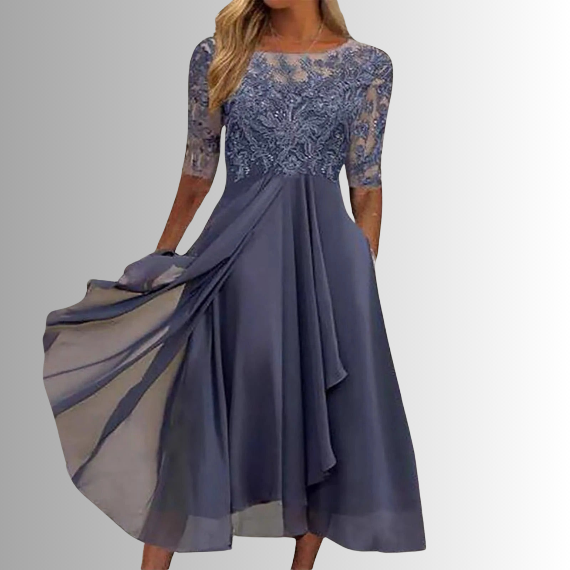 Robe en dentelle femme manches longues dos fermé