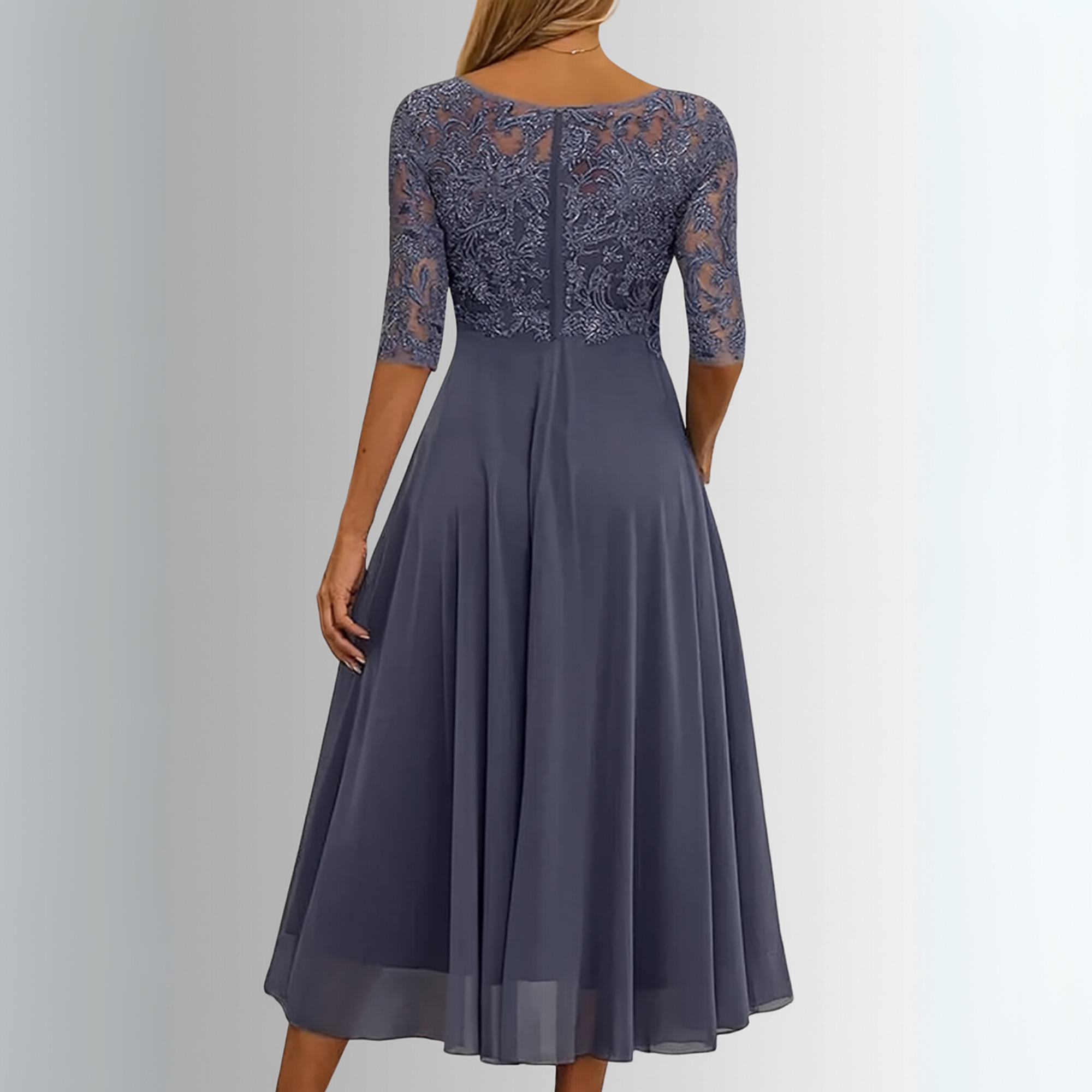 Robe en dentelle femme manches longues dos fermé