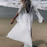 Robe Maxi Dos Nu Manches Longues Femme