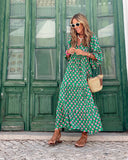 Robe maxi fleurie col V manches bouffantes femme