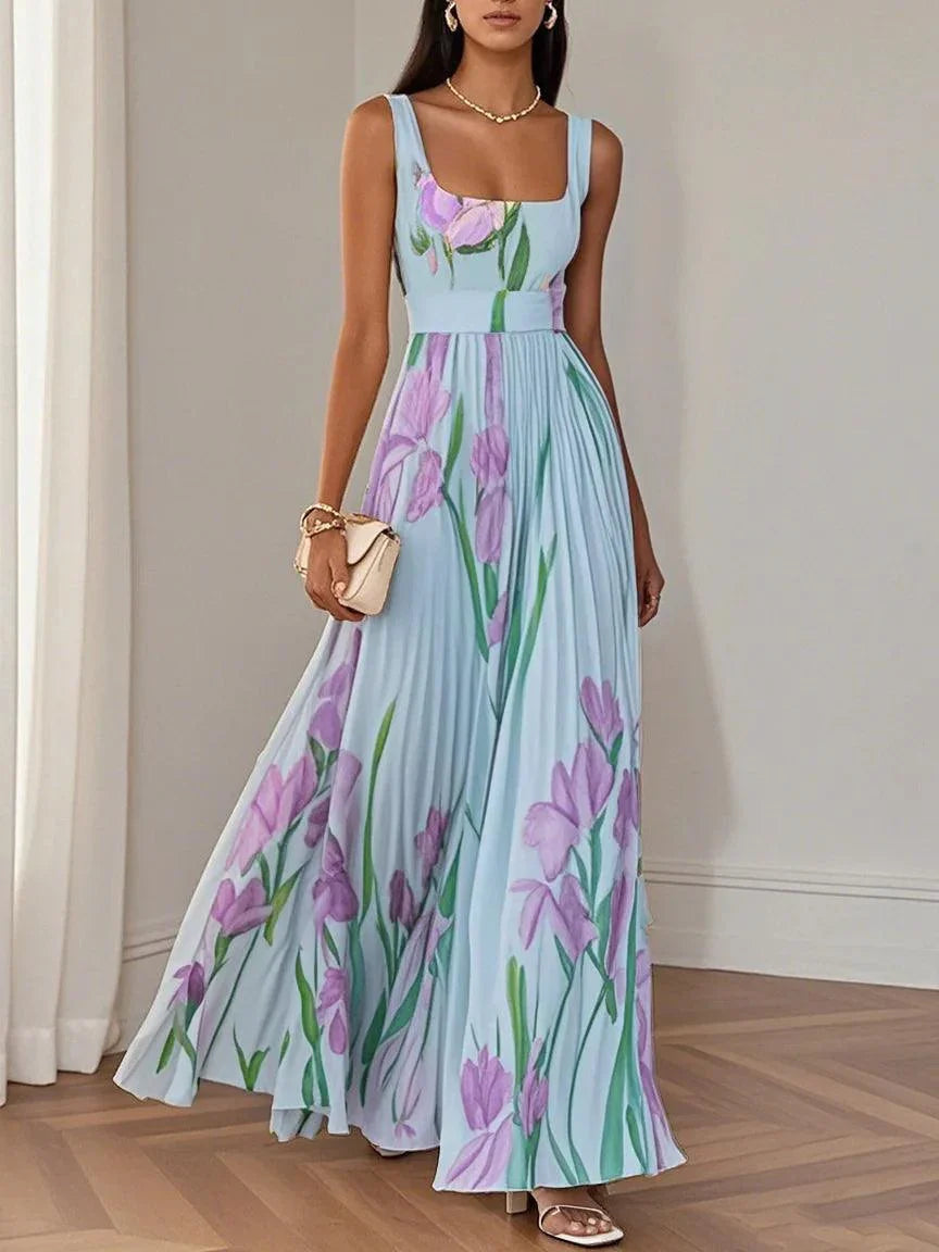Robe Maxi Plissée Fleurie Femme