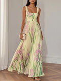 Robe Maxi Plissée Fleurie Femme