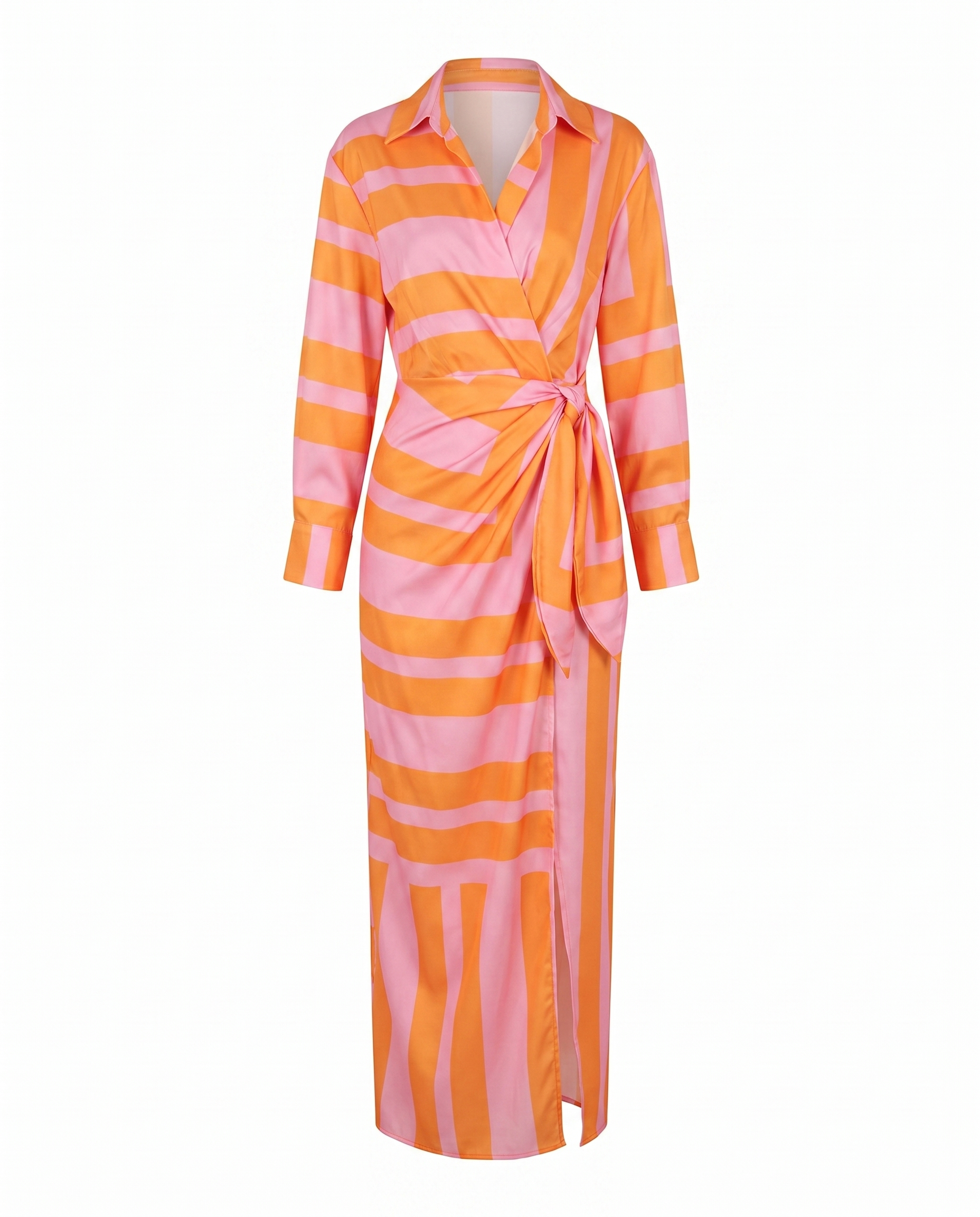 Robe maxi portefeuille femme manches longues col V imprimé végétal