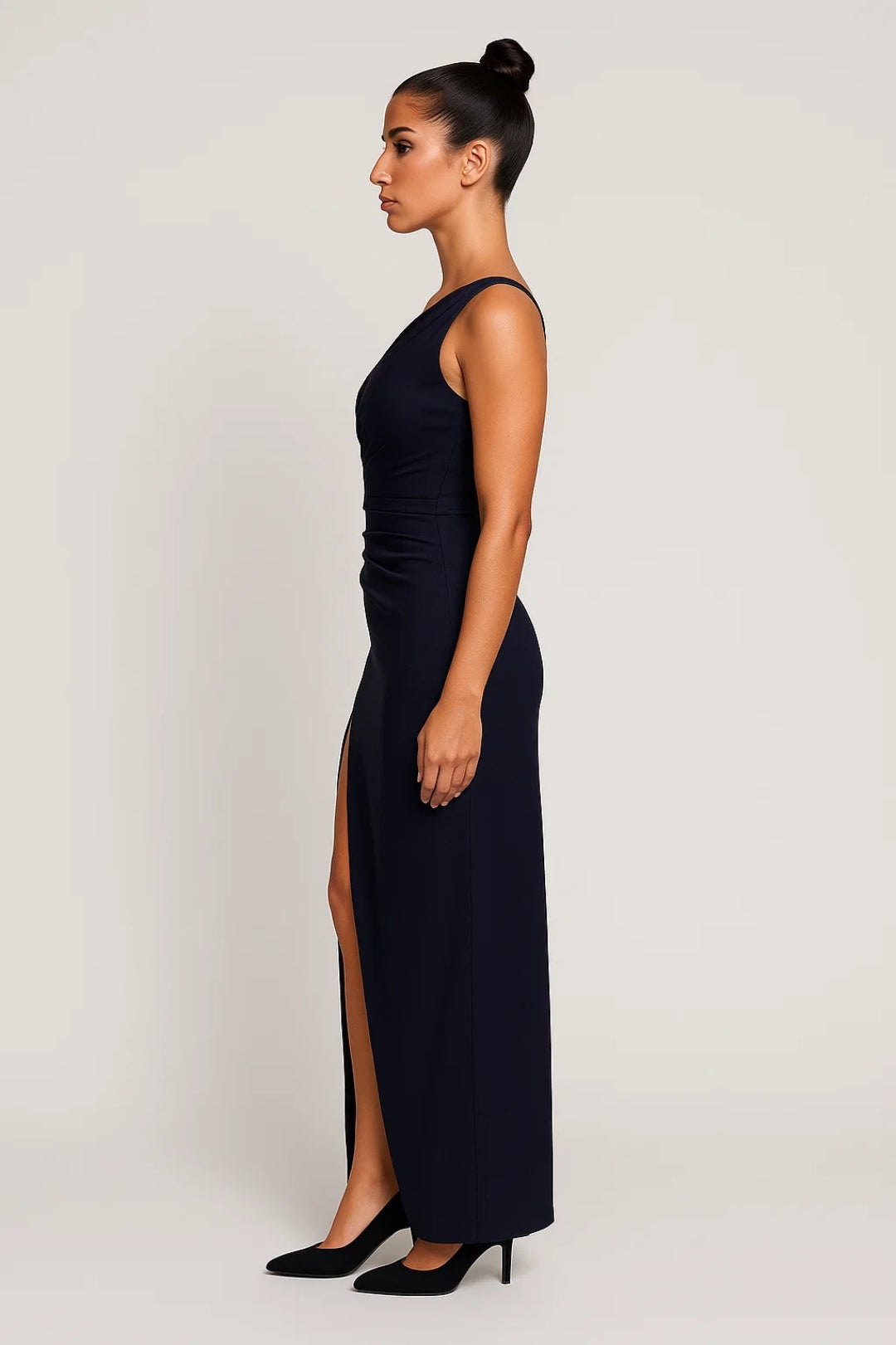 Robe Maxi une Épaule Fente Haute Femme