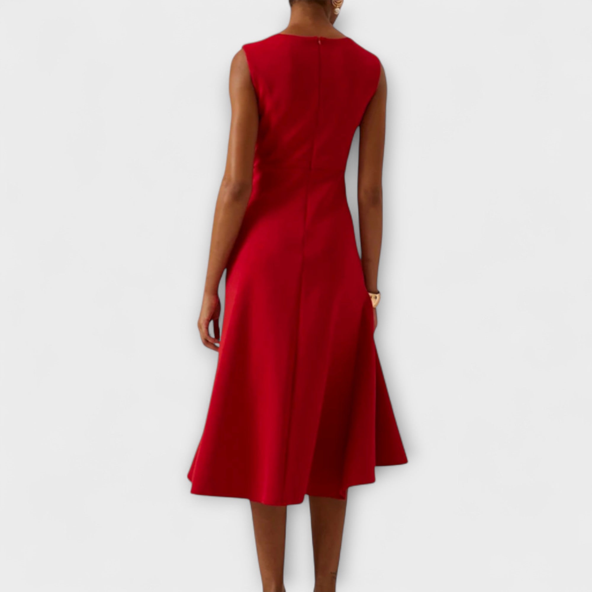 Robe Midi Asymétrique Drapée Sans Manches Femme