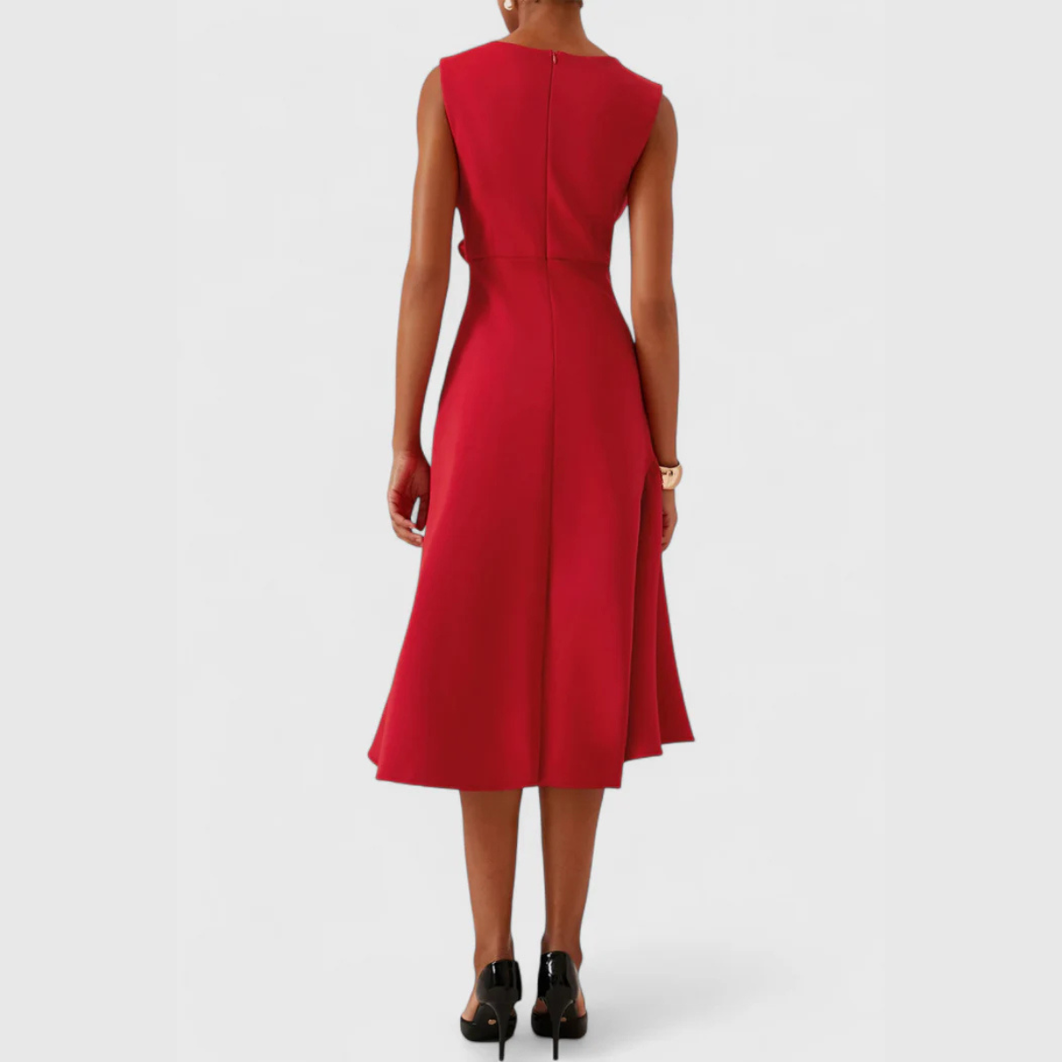 Robe Midi Asymétrique Drapée Sans Manches Femme
