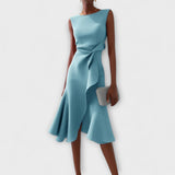 Robe Midi Asymétrique Drapée Sans Manches Femme
