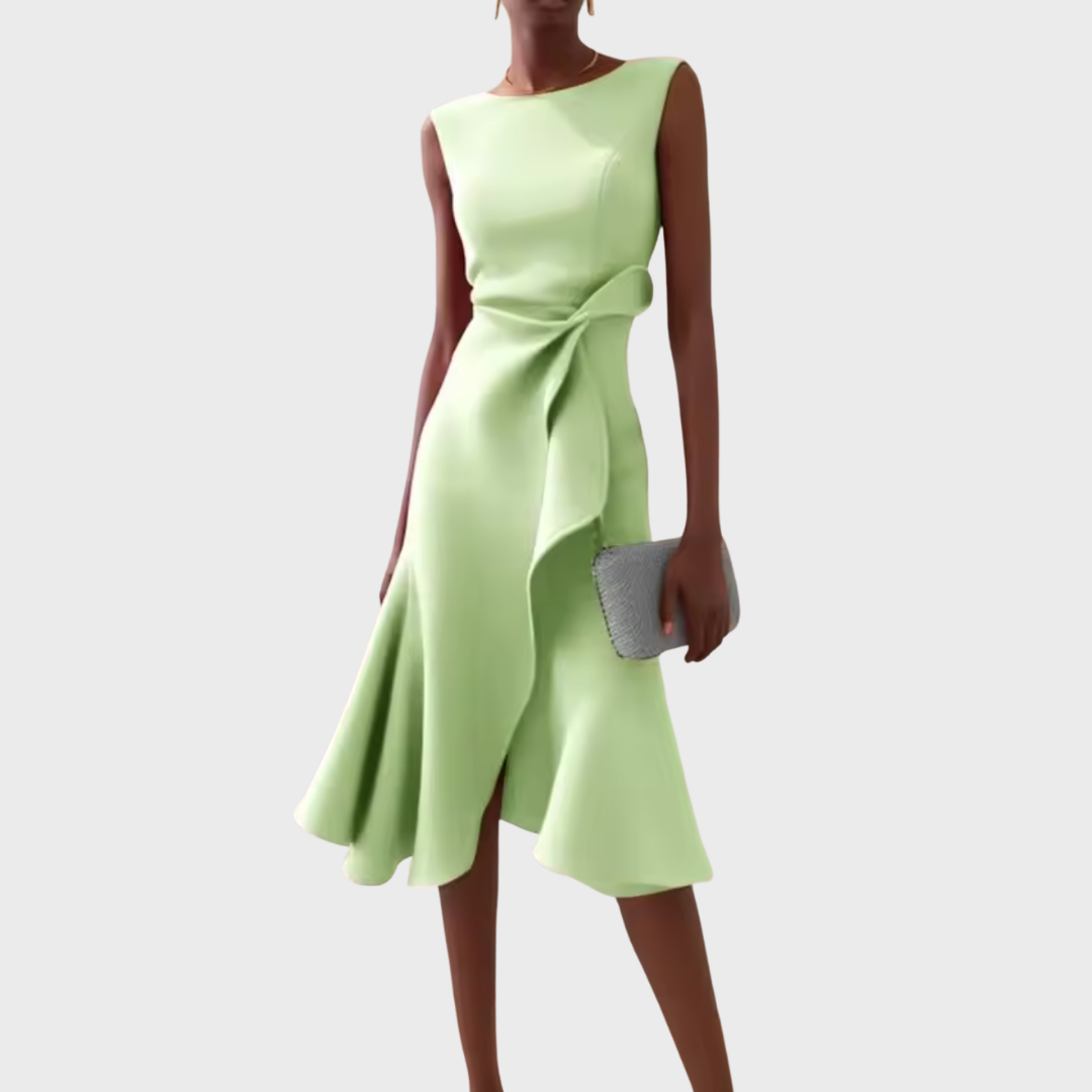 Robe Midi Asymétrique Drapée Sans Manches Femme