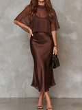 Robe Midi Femme Mousseline Doublée