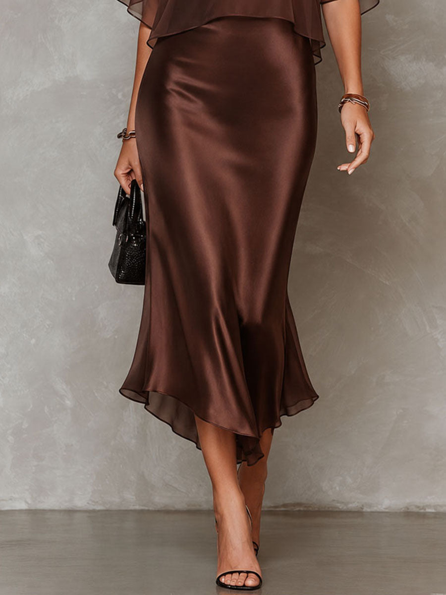 Robe Midi Femme Mousseline Doublée