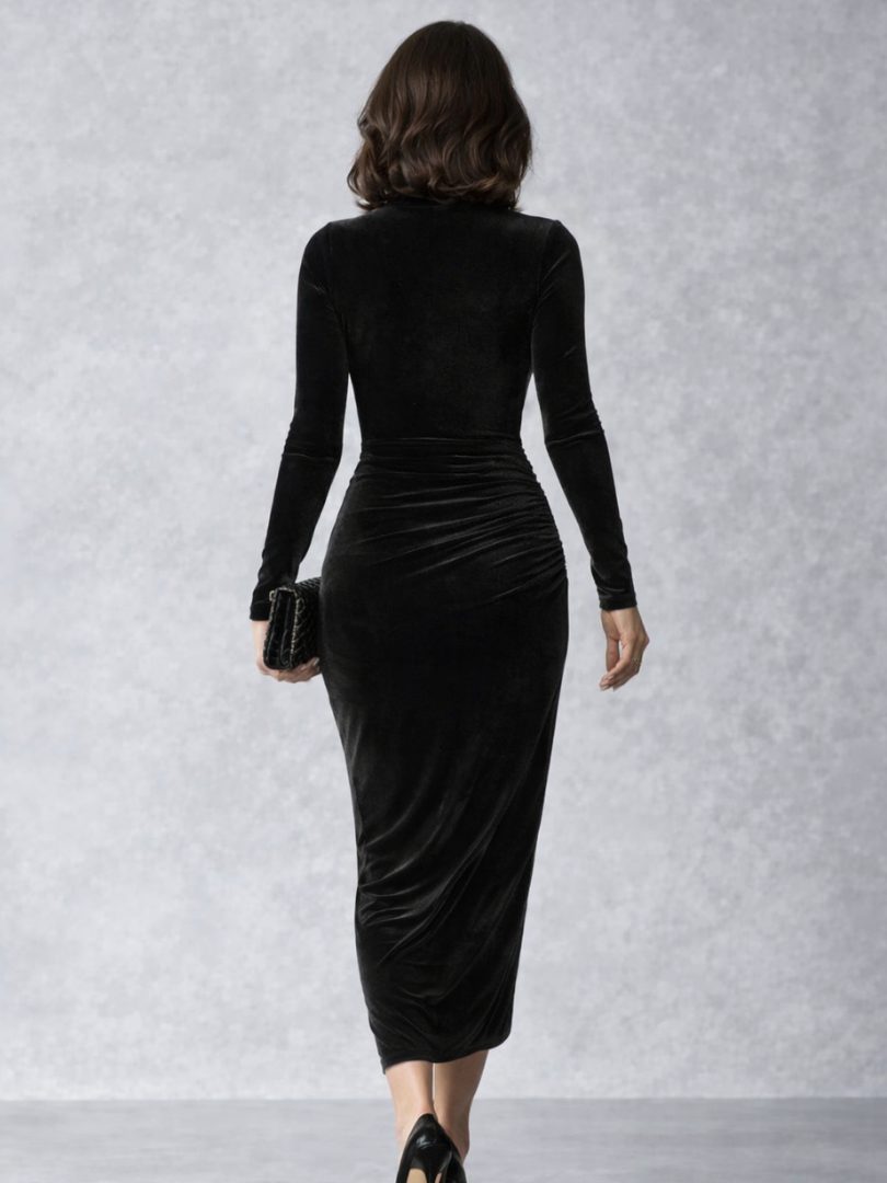Sylvie - Robe Velours Col Roulé