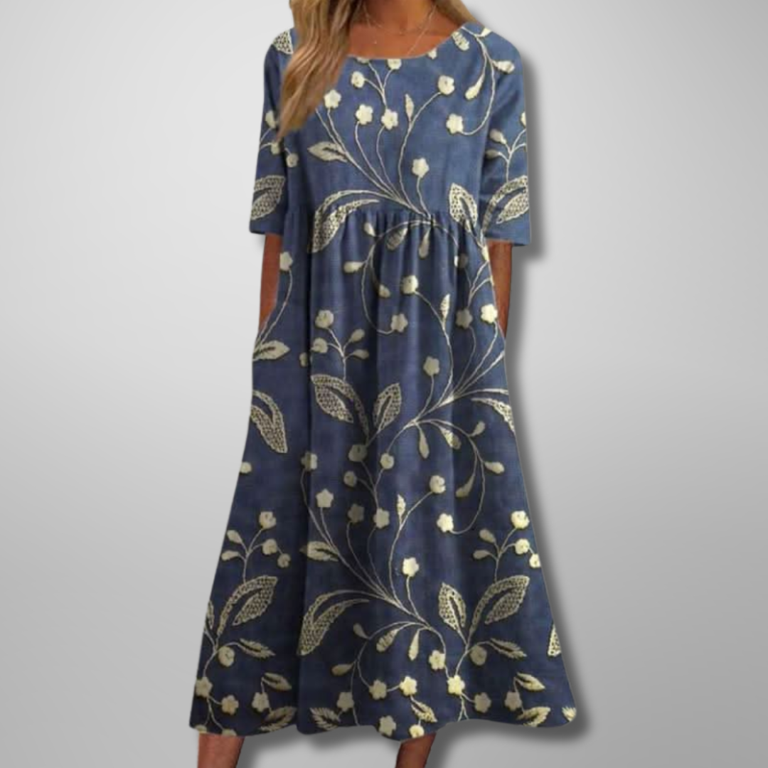 Robe Midi Fleurie Femme Coupe Ample