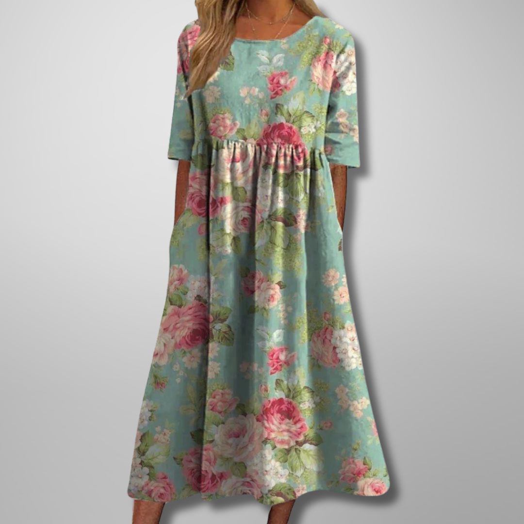 Robe Midi Fleurie Femme Coupe Ample