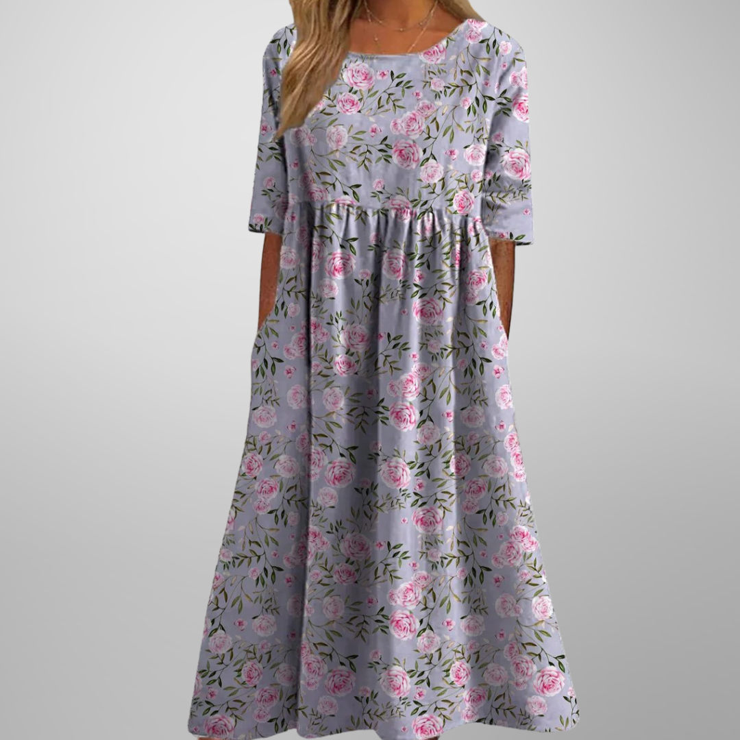 Robe Midi Fleurie Femme Coupe Ample