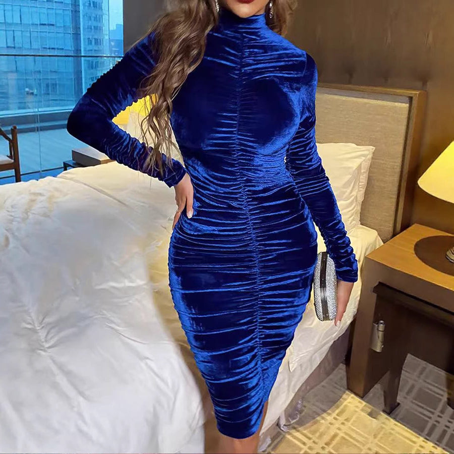 Eléonore - Robe Midi Velours Froncée