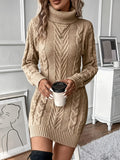 Robe pull col roulé femme en maille torsadée