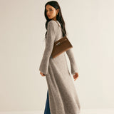 Robe pull col V femme boutonnée midi