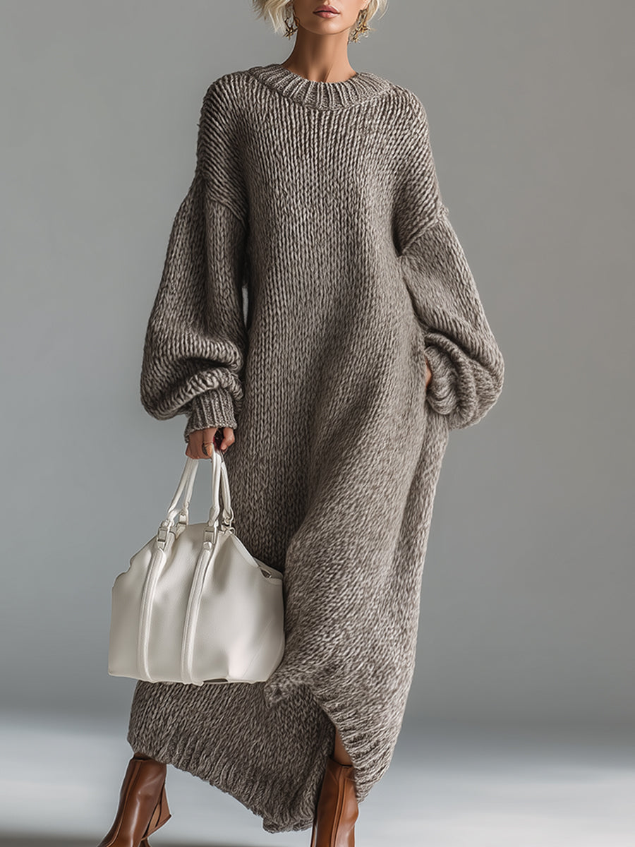 Robe Pull Maxi Oversize Femme en Maille