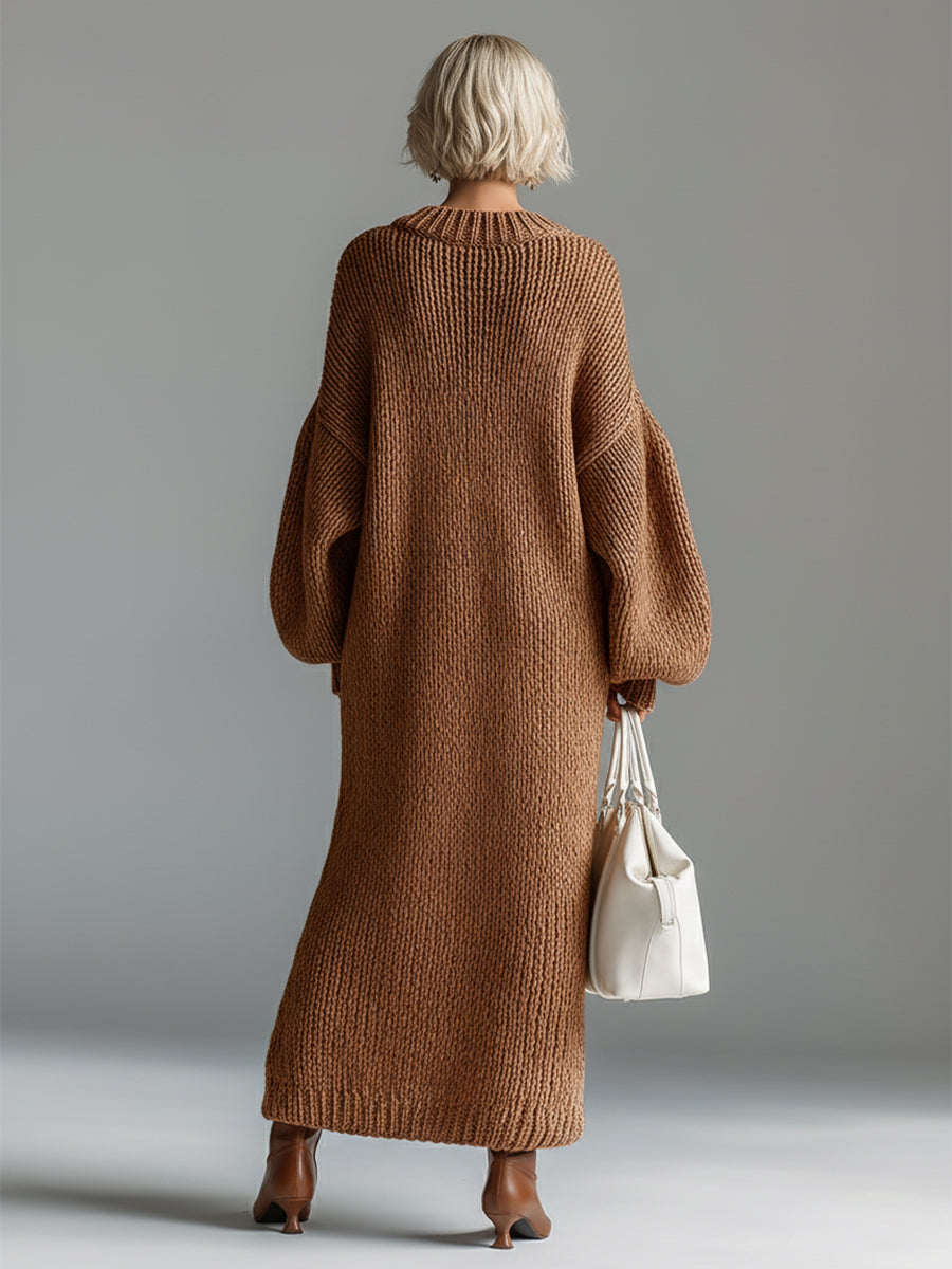 Robe Pull Maxi Oversize Femme en Maille