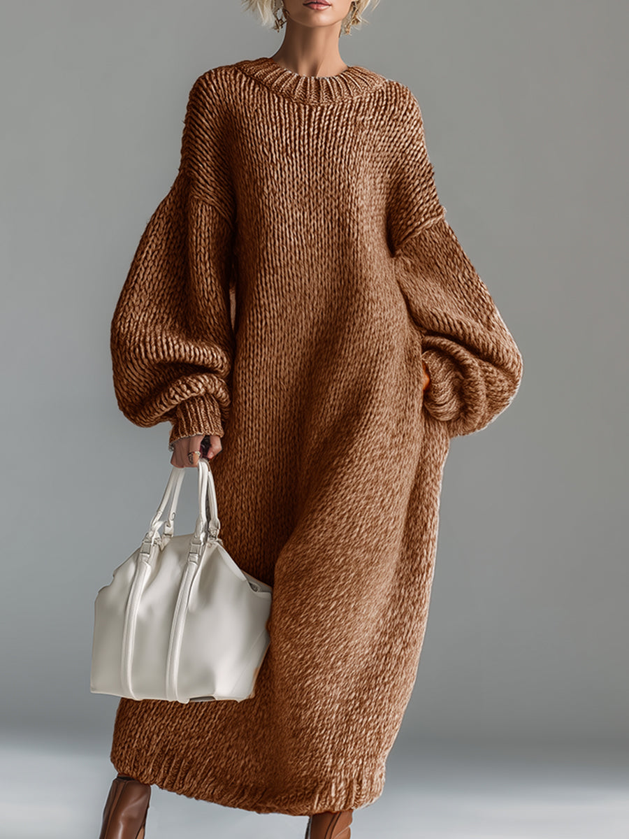 Robe Pull Maxi Oversize Femme en Maille