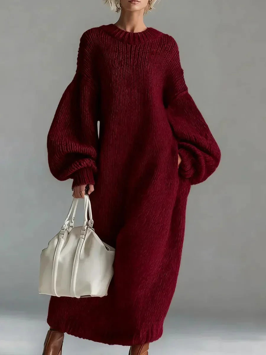 Robe Pull Maxi Oversize Femme en Maille