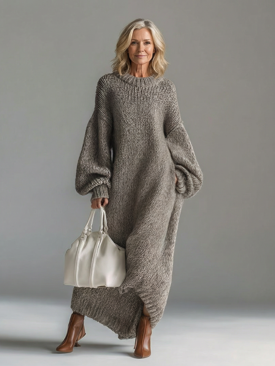 Robe Pull Maxi Oversize Femme en Maille