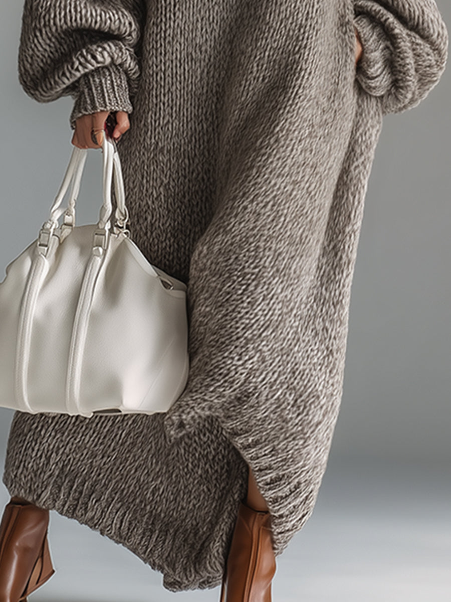 Robe Pull Maxi Oversize Femme en Maille