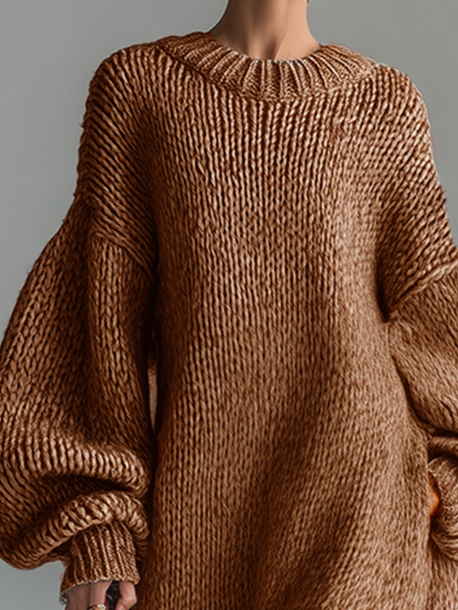 Robe Pull Maxi Oversize Femme en Maille