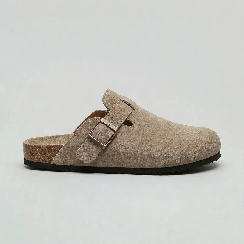 Sabots en suédine unisexe avec bride réglable - Beige