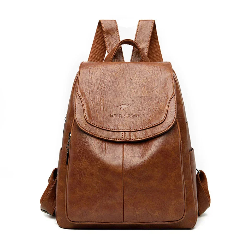Sac à dos ordinateur portable compartiments multiples bretelles réglables - Marron