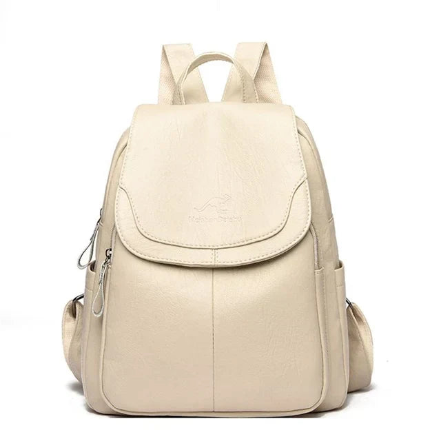 Sac à dos ordinateur portable compartiments multiples bretelles réglables - Beige