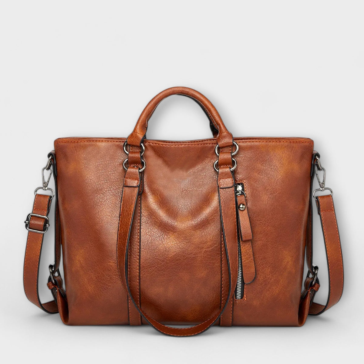 Sac Cabas en Cuir Femme Grand Format - Marron