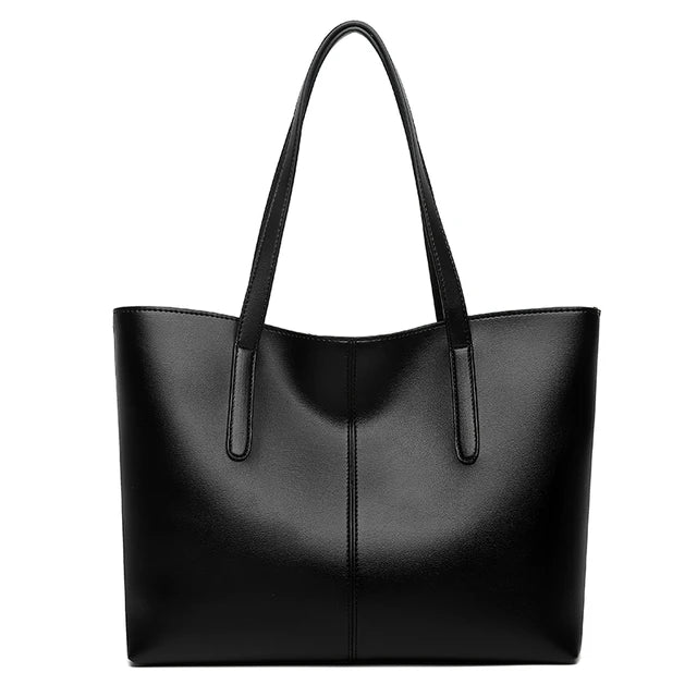 Sac Cabas Femme Simili Cuir Grand Format - Noir