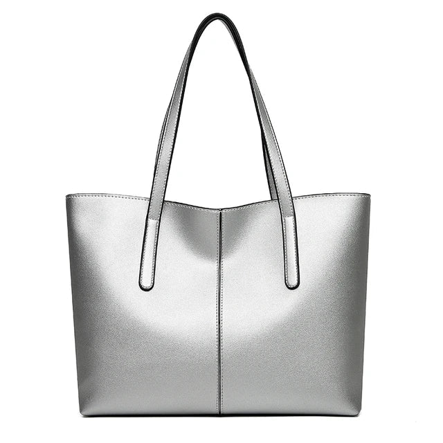 Sac Cabas Femme Simili Cuir Grand Format - Argent