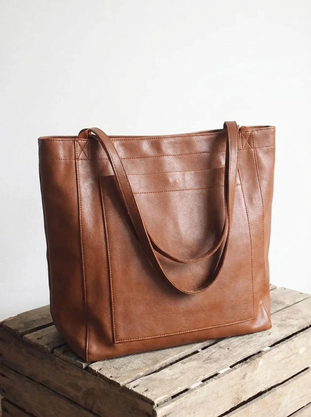 Sac Cabas Femme Similicuir Compartiments Organisés - Marron
