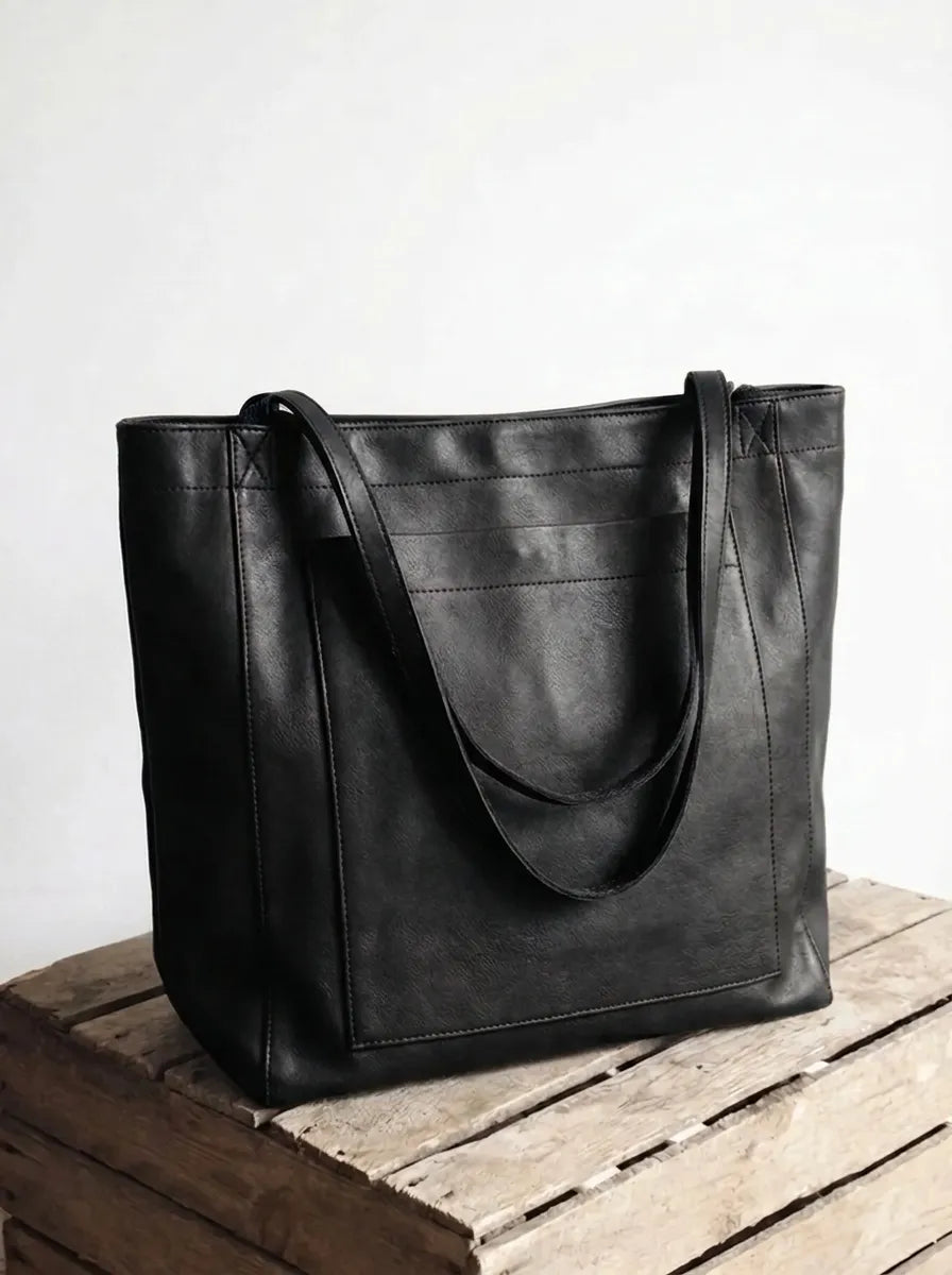 Sac Cabas Femme Similicuir Compartiments Organisés - Noir