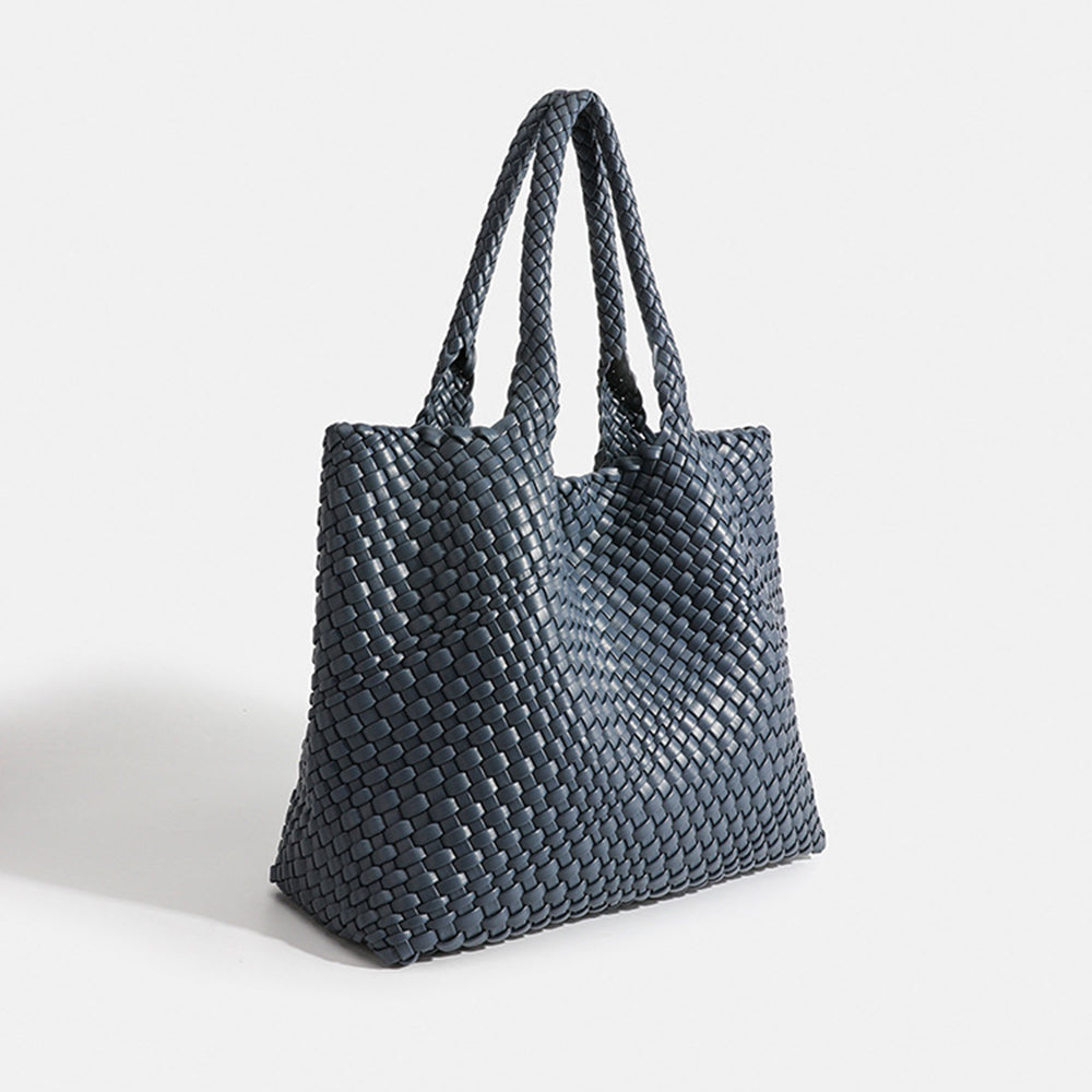 Sac Cabas Femme Tressé Effet Cuir - Metal Gray