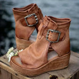 Sandales compensées femme à boucle style bohème