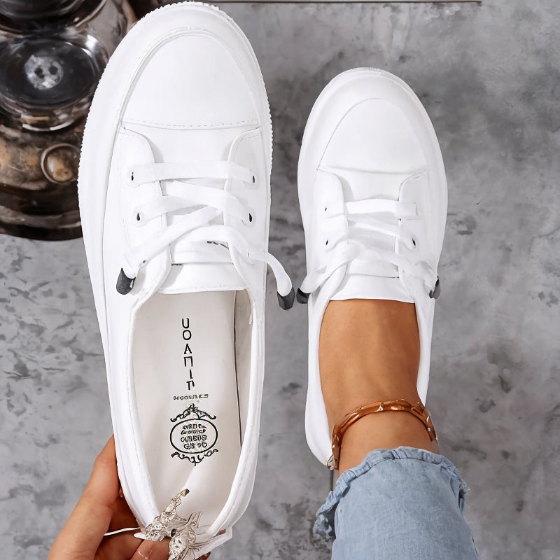 Sneakers Basses Femme en Cuir Blanc à Lacets