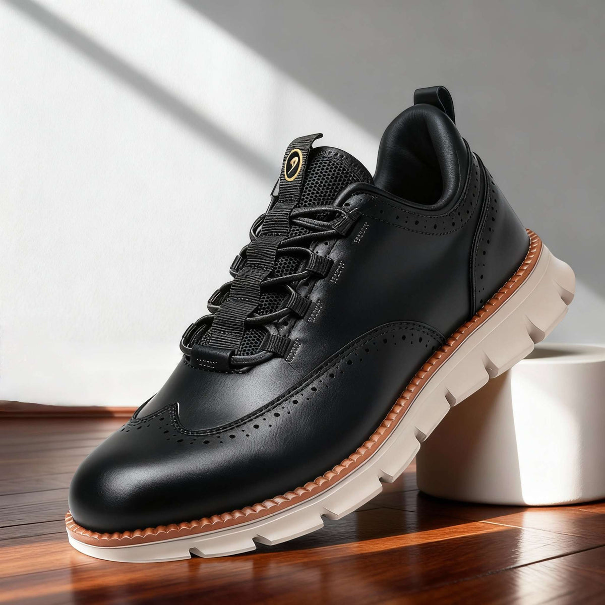Sneakers Brogue Homme Confort Semelle Flexible - Noir
