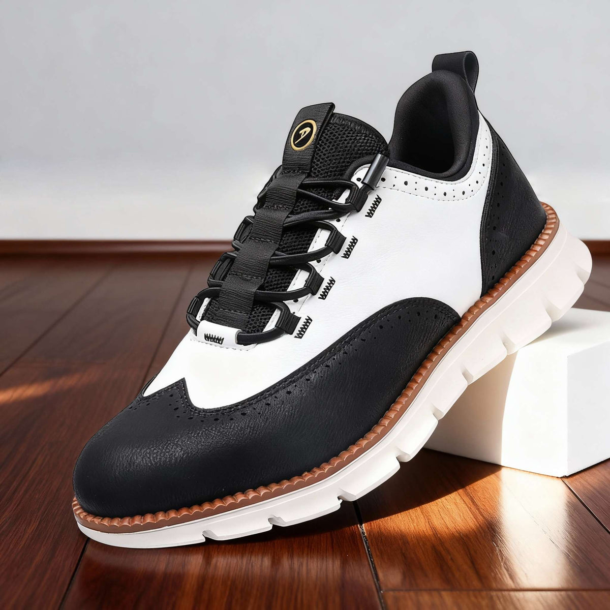 Sneakers Brogue Homme Confort Semelle Flexible - Black/White