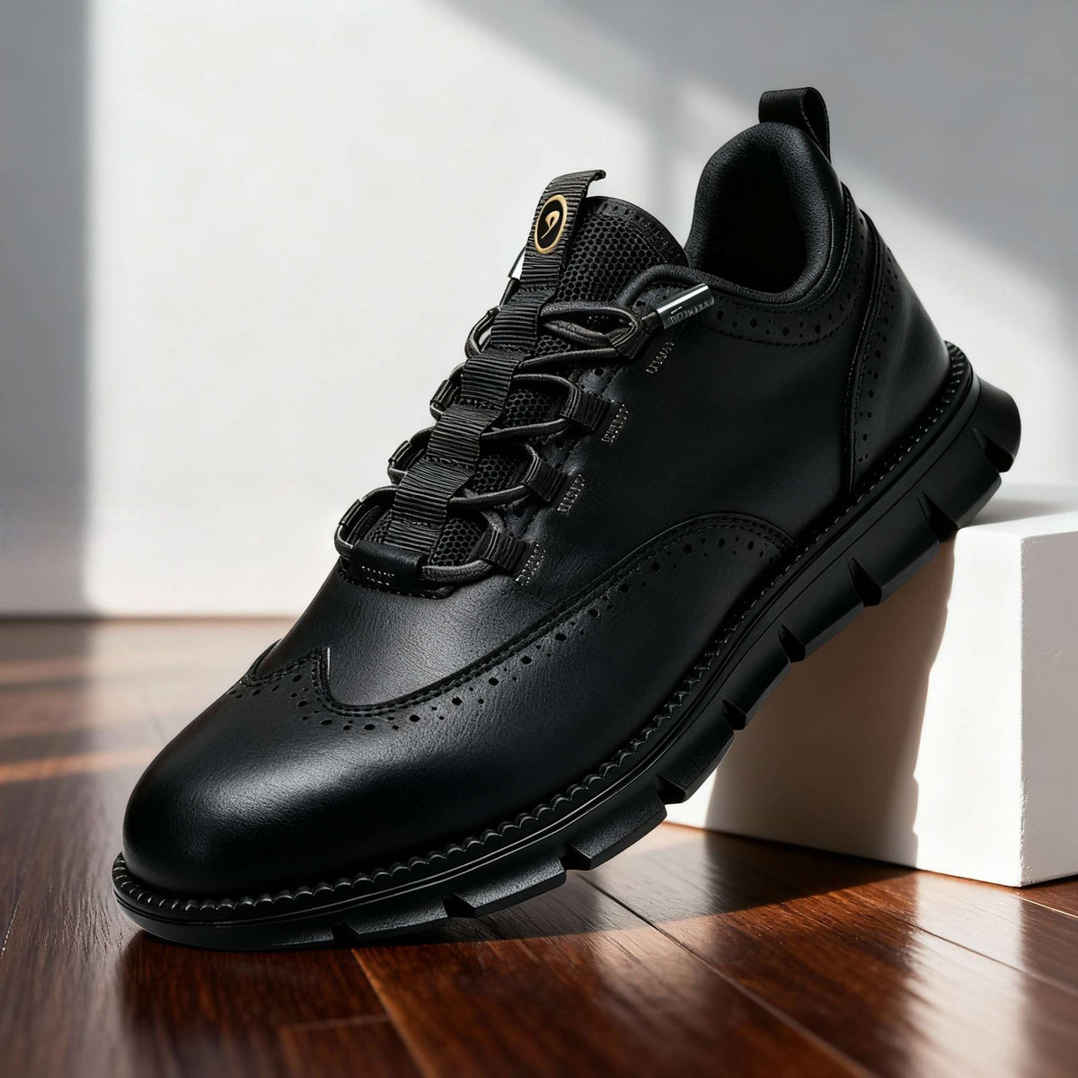 Sneakers Brogue Homme Confort Semelle Flexible - Deep Black