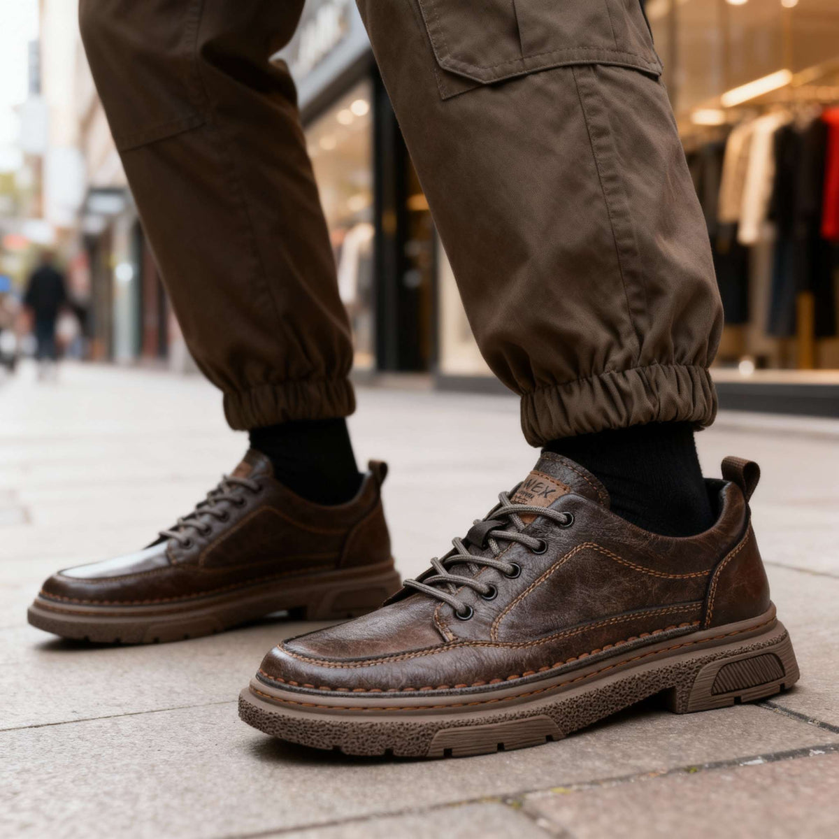 Sneakers en cuir homme semelle amortissante