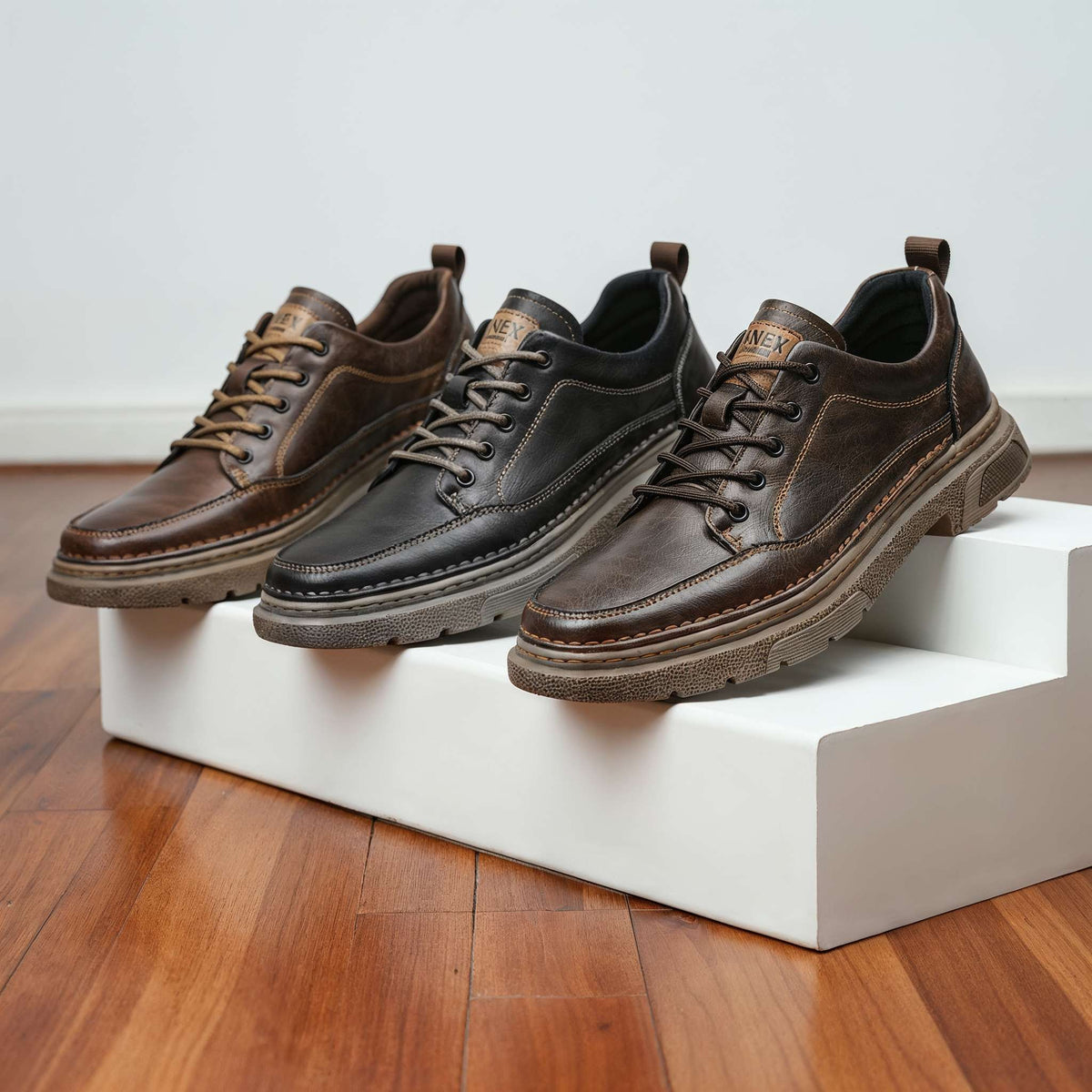 Sneakers en cuir homme semelle amortissante